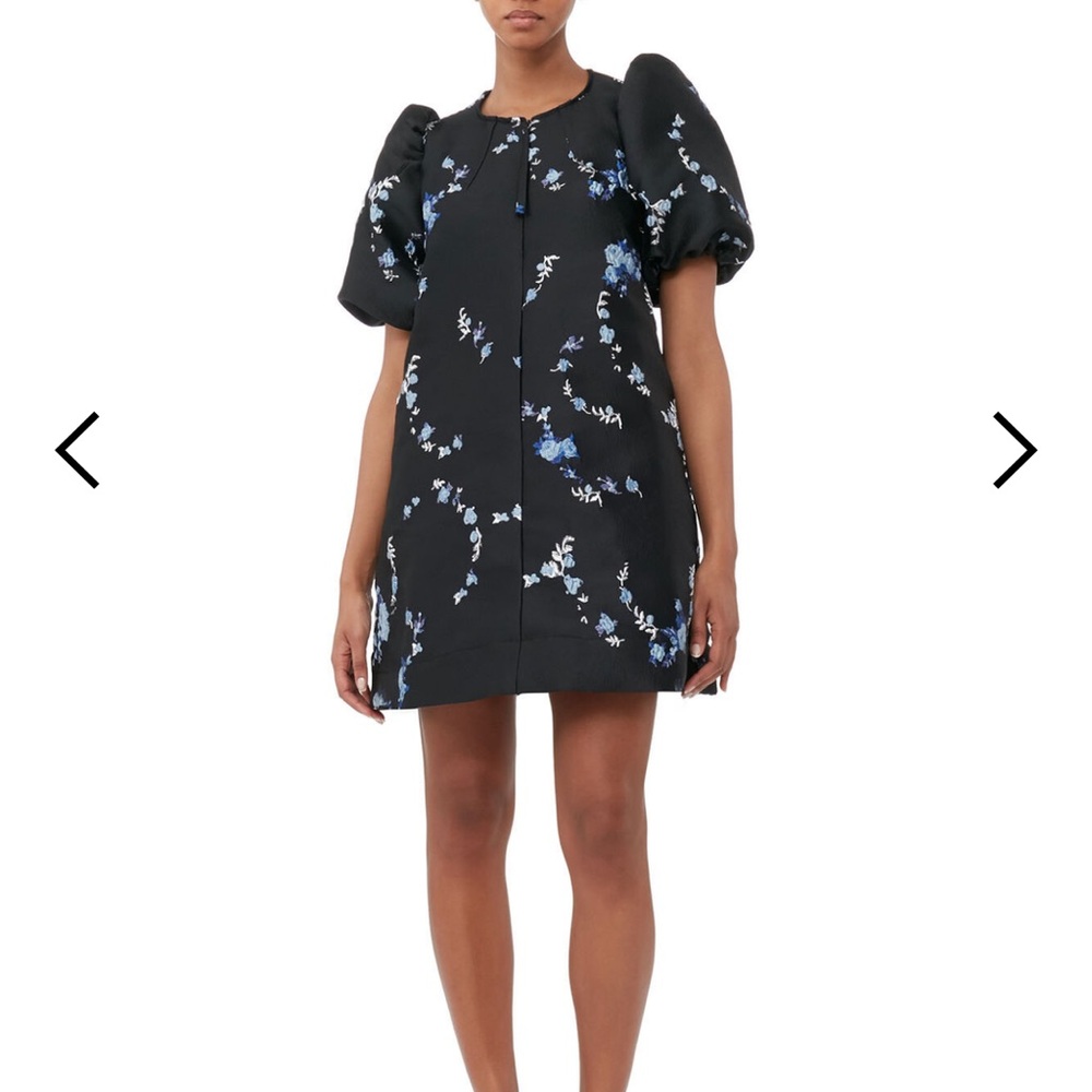 Ganni Puff Sleeve Black Dress